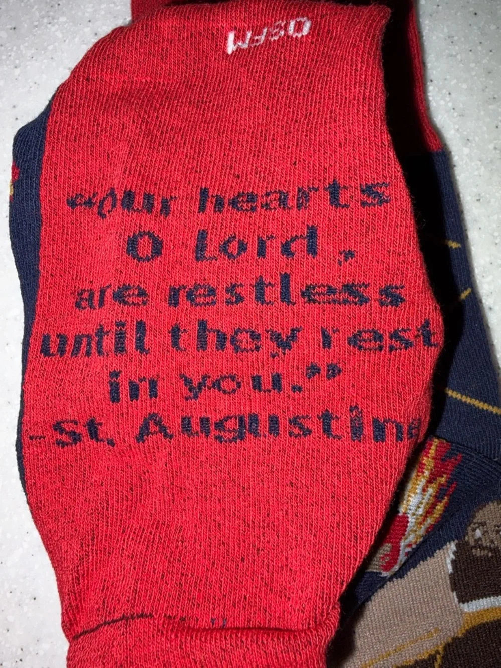 NWT Sock Religious St. Augustine Unisex Novelty Crew Socks w.  Religious Motif.